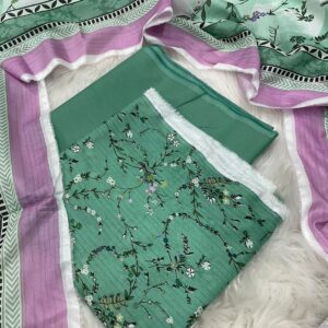 Regalia Sage Green Botanical Vine Printed Lawn 3-Piece Suit