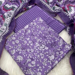 Regalia Lavender Rose Garden Printed Lawn 3-Piece Suit