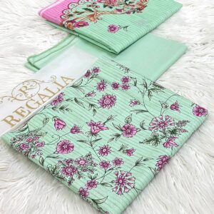 Regalia Mint Blossom Pink Floral Printed Lawn 3-Piece Suit