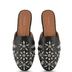 Noir Crystal Garden Embellished Mule Slides